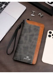 New Oiled Leather Long Zipper Clutch Bag Large Capacity Casual Fashionable Purse Essentials Fashion Men s Bags Business