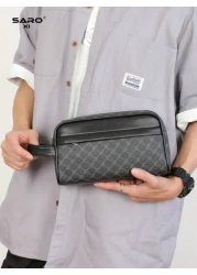 saroxi Men s Large Capacity Clutch Wallet Handheld Wrist Bag Casual Fashion Clutch Bag For Travel Work Commute Scratch Resistant Lightweight Black Color Suitable Gift For Husband Boyfriend Men Luxury