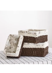 Set of 3 Eco-Friendly Handwoven Storage Baskets &ndash; Durable Woven Bins with Sturdy Plastic Frame and Removable Liners for Toys, Books, and Toiletries &ndash; Decorative and Versatile Home Organization - Brown