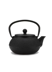 Mind Reader 30CATEA-BLK Japanese Tetsubin Kettle Cast Iron Tea Pot with Stainles Steel Infuser 30 Oz, Black