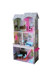 Princess Wooden Dollhouse for Kids &ndash; Large 3-Story Pretend Play Doll House Toy Set with 7pcs Furniture Accessories, Big DIY Dreamhouse for Girls &amp; Toddlers