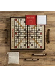 WS Game Company Scrabble Grand Folding Edition with Rotating Wooden Game Board