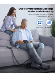 Renpho Leg Massager For Circulation And Relaxation, Calf Feet Thigh Massage, Sequential Wraps Device With 6 Modes 4 Intensities, Helps To Relax Legs, Gifts For Mom Women Father Dad