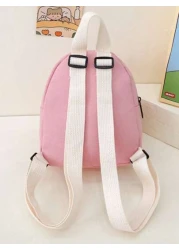 قطعة واحدة حقيبة ظهر مصغرة بطابع الأرنب الكرتوني، ناعمة وجذابة بألوان حلوى، مناسبة لرحلات رياض الأطفال والاس