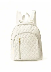 قطعة واحدة ، بسيطة وأنيقة ، حقيبة ظهر بسحاب مخملية بسيطة اللون مع جيوب متعددة و خفيفة الوزن و ذات سعة كبيرة للط