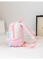 حقيبة ظهر كلاسيكية مطرز برسوم كارتون زغبي بنات