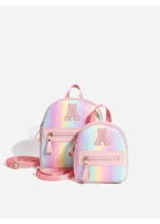 1pc Girls Cute Classic Backpack With 26 A Z Letter Print Shoulder Bag Heart Wallet Adjustable Strap Design Ideal Gift For Valentine s Day Suitable For Daily Outdoor School Travel Hiking Portable