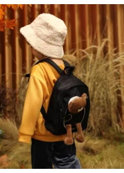 One Piece Cartoon Bear Nylon Zipper Closure Cute Lightweight Backpack For Boys And Girls Suitable For Daily Use In Kindergarten