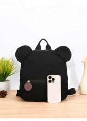 One Girls Cute Cartoon Bear Zippered Backpack Suitable For Daily Use