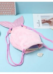 Mermaid Glitter Sequin Drawstring Backpack For Kids Ideal For Traveling Gifting And Cross Border Activities