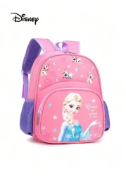 Disney حقيبة ظهر مدرسية لأطفال المدرسة الابتدائية برسوم الأميرة إلسا من ديزني، حقيبة كرتونية جميلة، خفيفة الوزن