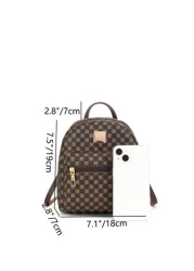 Cute Small Zipper Backpack Geometric Pattern Backpack With Adjustable Strap