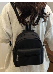 حقيبة ظهر متعددة الوظائف صغيرة للطلاب - نسيج مخطط جميل, حقيبة تنقل مريحة مع جيوب متعددة وأشرطة كتف مريحة