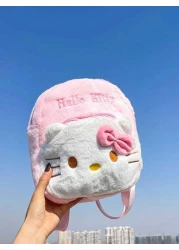 Sanrio حقيبة مدرسية صغيرة لأطفال كارتون Kuromi و Melody من سانريو، ظهر كرتوني لطيف من القطيفة