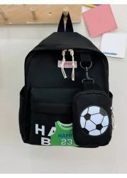2pcs Set Football Pattern Stylish Backpack And Mini Backpack Niche Design Sports Style Cute Bags For Teens