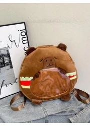1pc Soft Plush Adorable Capybara Backpack Big Children Casual Plush Backpack School Bag Variable Crossbody Bag Adjustable Strap And Zippered For Travel Shoping Parties Holidays Supermarket Festive Eve