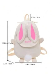 قطعة واحدة حقيبة ظهر صغيرة بإغلاق سحاب ذات نمط أرنب كرتوني لطيف للفتيات للاستخدام الخارجي