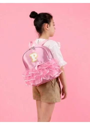 1pc Girls Nylon Zipper Closure A Z 26 Letters Fashion Lace Dance Bag Dance Ballet Bag Practice Double Shoulder Latin School Bag Backpack Suitable For Daily Use Zipper Random DIY Alphabet Stickers