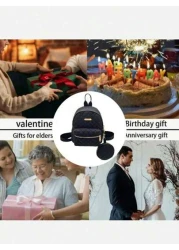 2pcs Children s Oxford Cloth Zipper Closure Argyle Pattern Fashionable Backpack Coin Purse Versatile Vintage Style Suitable For Daily Use