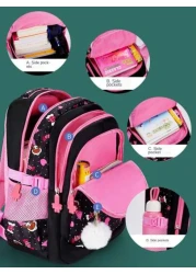 حقيبة ظهر للمدرسة لكافة الأعمار، حقيبة ظهر لحمل كمبيوتر 15.6 بوصة ذات كتفين مع بوم بوم ، هدية عودة إلى المدرسة ،