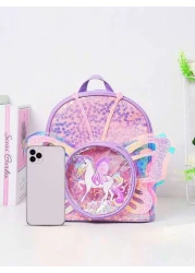 حقيبة ظهر أطفال خلاقة عصرية وعصرية ، تصميم جناح فراشة شفاف مرصع بوني الحريري ، حقيبة كتف مزدوجة الكتف