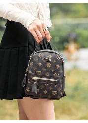 A Mini Printed Hardware Embellished Backpack A Mini Retro Small School Bag Very Suitable For Travel Shopping School Bag Bag Backpack Mini Backpack Bag School School Backpack Bag School Bag