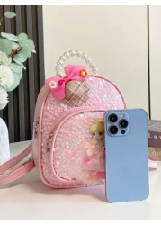 Girls Cartoon Figure Graphic Sequin Decor Backpack