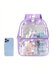 1 Piece Pvc Pink Unicorn Print Cute Children S Backpack Waterproof Backpack For Travel And School Kawaii School Bag With Side Mesh Bag Daily Commuting Use Holiday Gift