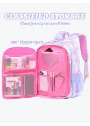 1pc Dream Girl Backpack Multi Pocket Children Backpack Cute Student School Bag Casual Durable Lightweight Travel Bag With Front Transparent Pocket And Anti Theft Pocket Ideal Birthday Gift For Girls G