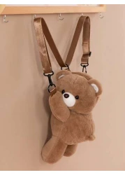 1pc Cute And Adorable Papa Bear Backpack Cartoon Animal Crossbody Coin Purse Storage Bag Fashionable Cartoon Animal Papa Bear Shape Zipper Opening And Closing Backpack Crossbody Bag Suitable For Girls