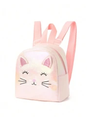 1pc Children Girl Mini Cute Cat Embroidered Backpack Classic Backpack Is Suitable For Little Girl Kindergarten Elementary School Students Daily Use Outdoor Travel Festival Gifts
