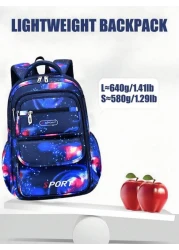 1pc School Backpack Boys Backpack Student Children Backpack Outdoor Travel Bag Starry Sky Printed Backpack Large Capacity Multi Pocket Backpack Laptop Backpack Nylon Material Suitable For Teenagers Yo