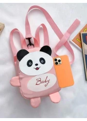 low tea 1pc Nylon S Mini Cute Cartoon Panda Print Backpack Zipper Closure