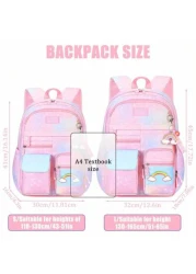 حقيبة ظهر مدرسية أنيقة خفيفة الوزن و بسعة كبيرة مصنوعة من النايلون مع جيوب متعددة للبنات والأولاد والسفر العا