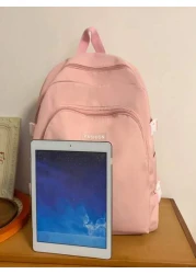 1 Pc Back To School Classic Basic High Capacity School Bag With Laptop Compartment Backpack Purse Solid Color Sports Bag Premium Nylon School Backpack With Adjustable Strap Spacious Multiple Pockets B