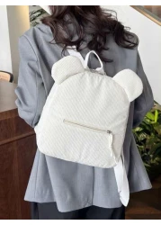 حقيبة ظهر كارتونية على شكل دب مصنوعة من القطيفة بتصميم أنيق وبسيط، مناسبة لموسم العودة إلى المدرسة، حقيبة ظهر