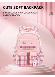 1pc Girl School Backpack Cute Children Backpack Girl Elementary Student Backpack With Compartments Back To School Gift