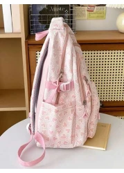 حقيبة ظهر كبيرة السعة بلون سادة وتصميم بسيط للمدرسة والجامعة