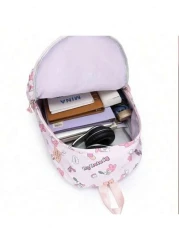 Sanrio 1 حقيبة ظهر، حقيبة مدرسية أنيقة كاواييي، حقيبة ظهر ملونة للبنات، حقيبة نهارية قابلة للطي ذات سعة كبيرة