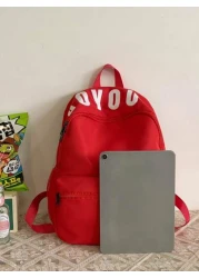 1pc New Casual Versatile Letter Print Nylon Waterproof Large Capacity Student Book Bag Fashionable Leisure Backpack