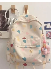 حقيبة ظهر كرتونية بطبعات ملونة متباينة ، حقيبة مدرسية ناعمة متعددة الاستخدامات ، حقيبة كتب كبيرة السعة ، حقيب