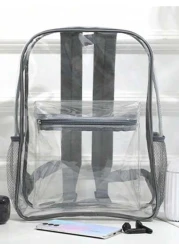 حقيبة ظهر شفافة مع سحاب مناسبة للاستخدام المدرسي، مناسبة للأعمار من 9 إلى 13 عاما، قطعة واحدة