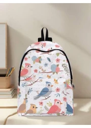 1pc Cute Duck Pattern Pocket Backpack Zipper Closure Pocketed Backpack Stylish For Boys And Girls Suitable For School And Outdoor Activities