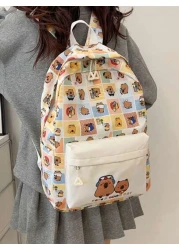 New Large Capacity Campus Style Double Backpack For Girl Capibara Dolphin Student Backpack Suitable For Junior High School Senior High School And University Students Bag