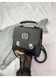 1pc Backpack Pu Flip Top Opening And Closing Fashionable Girl S Backpack 2025 Summer New Simple Versatile Backpack Korean Style Hand Held Backpack Smooth And Comfortable Shoulder Strap With Sufficient