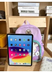 1pc New Fashion Contrast Color Cute Student Backpack Waterproof Large Capacity Nylon Schoolbag Without Pendant