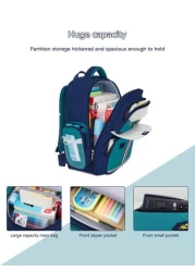 1pc Oxford Cloth School Backpack Lightweight Durable Reflective Strips Multi Compartment Extra Large Capacity Zipper Closure Suitable For Students Work Daily Commute