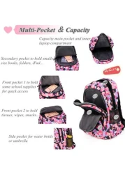 3 Piece Geometric Print Backpack Set Student Bookbag For 15 6 Inch Laptop High Capacity Lightweight Travel Bag Back To School Gift