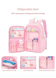 1pc Cute Dopamine Color Block Backpack With Adorable Pendant Large Capacity Girl Backpack Polyester Material Zipper Closure Suitable For School Work Commute Daily Use Back To School Gift