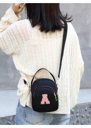 1pc Mini Messenger Bag Casual And Fashionable Multifunctional Zippered One Shoulder Messenger Bag 26 Letter Flower Bags Multifunctional Stone Pattern One Shoulder Messenger Handbag Lightweight Suitabl